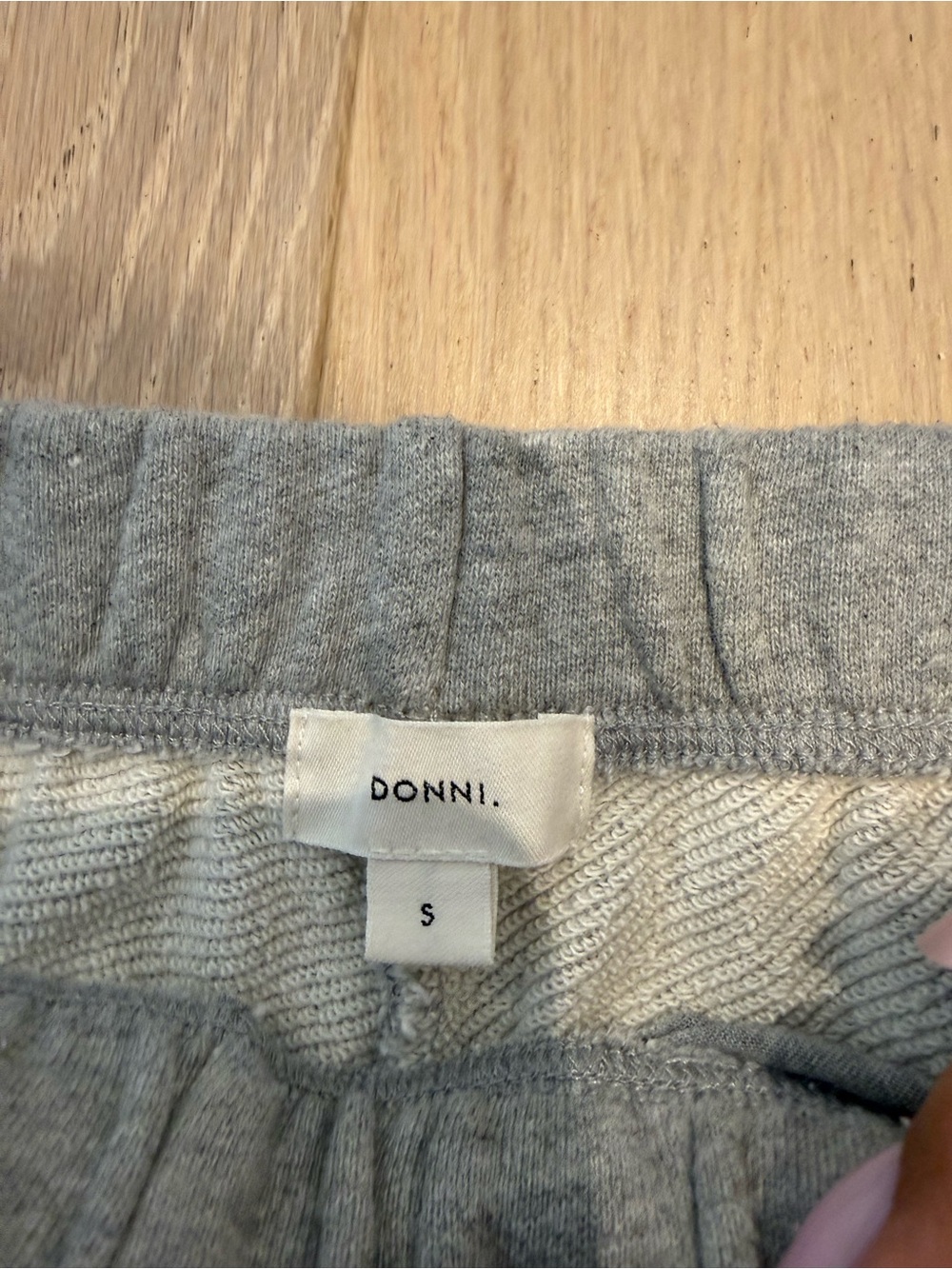 DONNI. Gray eco-Terry Sweatpants with Cream Side Stripe - Picture 2 of 4